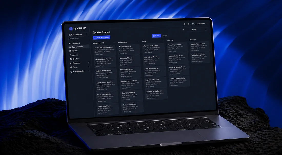 Operium CRM — software para matrículas de escolas em perspectiva